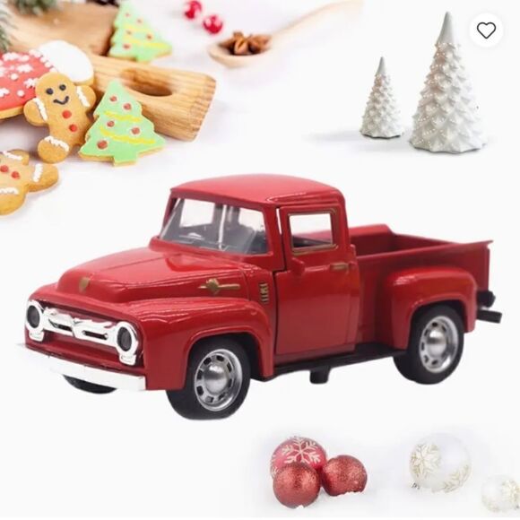 NEW! Farmhouse Old Red Truck Die Cast 1:32 Scale Metal Flashing Headlights - Picture 3 of 4